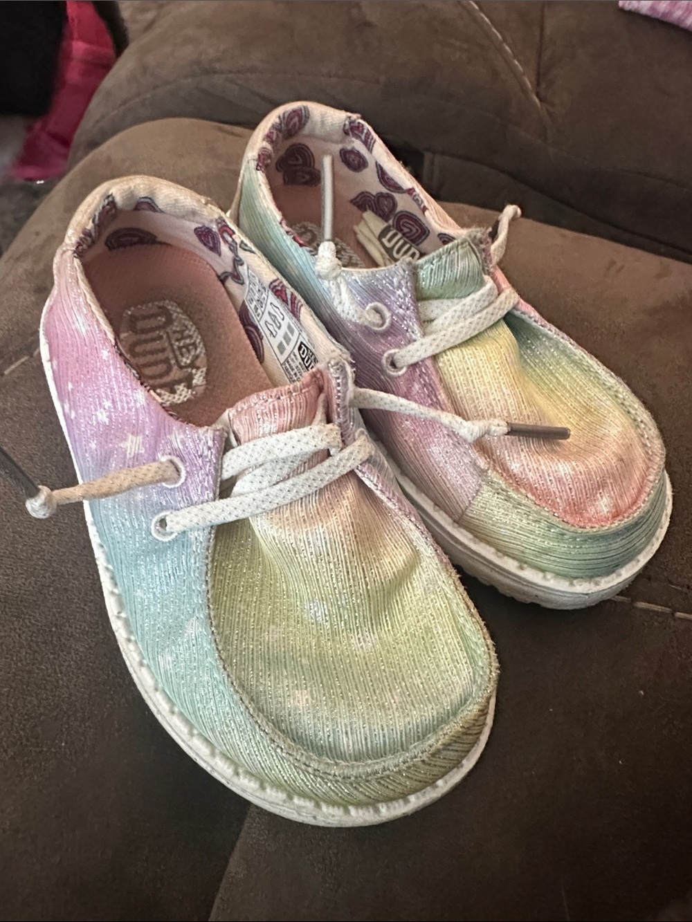 Hey Dude Kids Pastel Rainbow Slip-On Sneakers